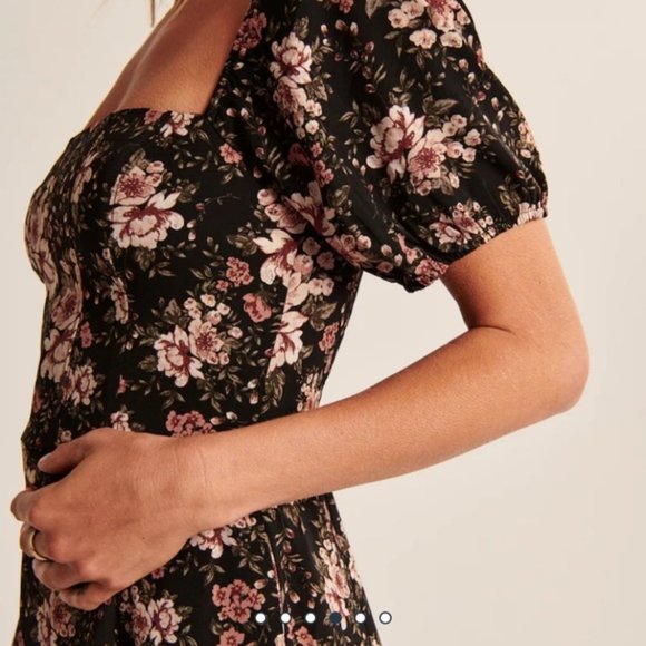 NWOT Abercrombie & Fitch Corset Seamed Mini Dress Black Floral Sz M - Picture 4 of 11